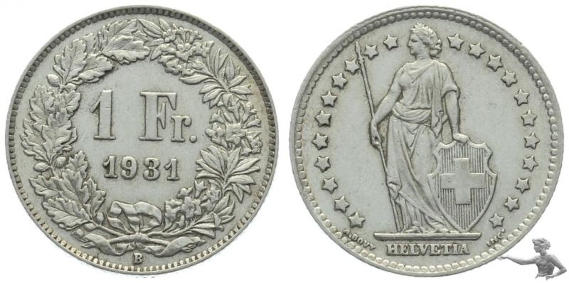 1 Franken 1931 B | sehr schön bis vorzüglich